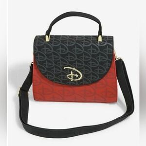 🆕️🖤❤Disney Red And Black Logo Debossed Crossbody Bag - Loungefly NWT